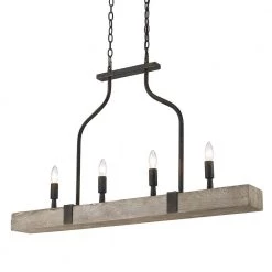 Meyer 4-Light Antique Black Iron Pendant by Golden Lighting