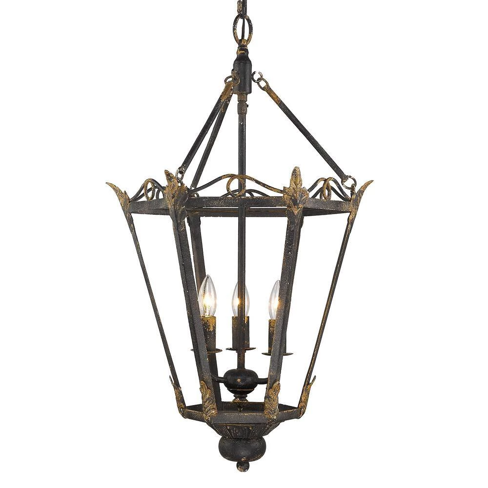 Matilda 3-Light Antique Black Iron Pendant by Golden Lighting 6 Matilda 3-Light Antique Black Iron Pendant by Golden Lighting - Image 4