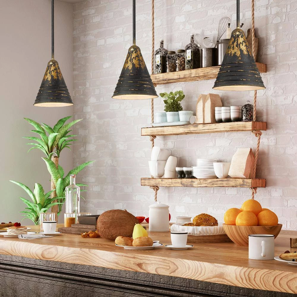 Hardy 1-Light Antique Black Iron Pendant with Antique Black Iron Shade by Golden Lighting 7 Hardy 1-Light Antique Black Iron Pendant with Antique Black Iron Shade by Golden Lighting - Image 5