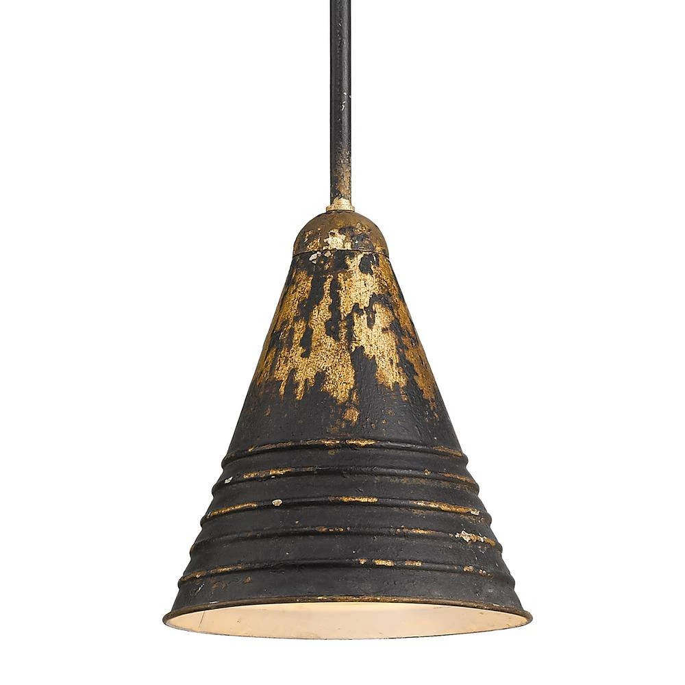 Hardy 1-Light Antique Black Iron Pendant with Antique Black Iron Shade by Golden Lighting 5 Hardy 1-Light Antique Black Iron Pendant with Antique Black Iron Shade by Golden Lighting - Image 3