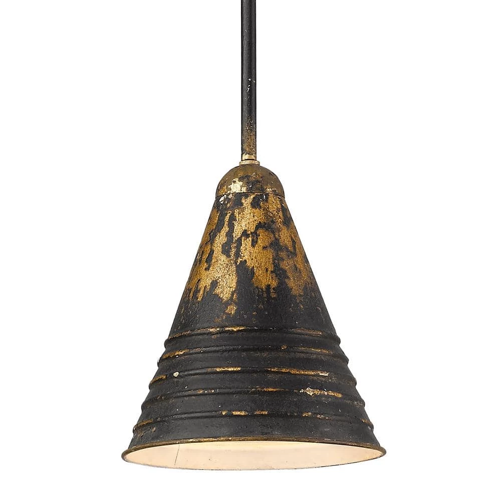 Hardy 1-Light Antique Black Iron Pendant with Antique Black Iron Shade by Golden Lighting 3 Hardy 1-Light Antique Black Iron Pendant with Antique Black Iron Shade by Golden Lighting