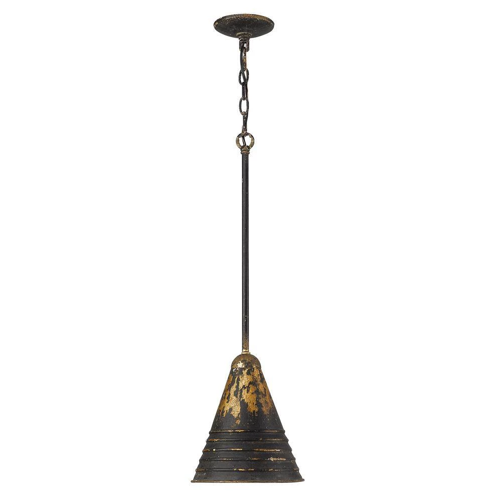 Hardy 1-Light Antique Black Iron Pendant with Antique Black Iron Shade by Golden Lighting 4 Hardy 1-Light Antique Black Iron Pendant with Antique Black Iron Shade by Golden Lighting - Image 2