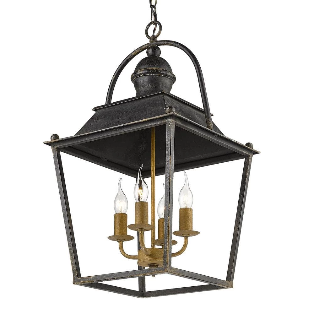 Christoff 4-Light Antique Black Iron Candle-Style Pendant by Golden Lighting 8 Christoff 4-Light Antique Black Iron Candle-Style Pendant by Golden Lighting - Image 6