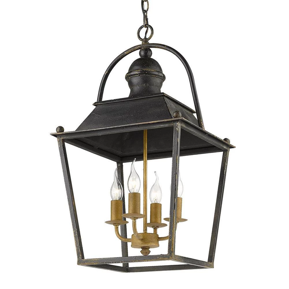 Christoff 4-Light Antique Black Iron Candle-Style Pendant by Golden Lighting 6 Christoff 4-Light Antique Black Iron Candle-Style Pendant by Golden Lighting - Image 4