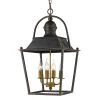 Christoff 4-Light Antique Black Iron Candle-Style Pendant by Golden Lighting