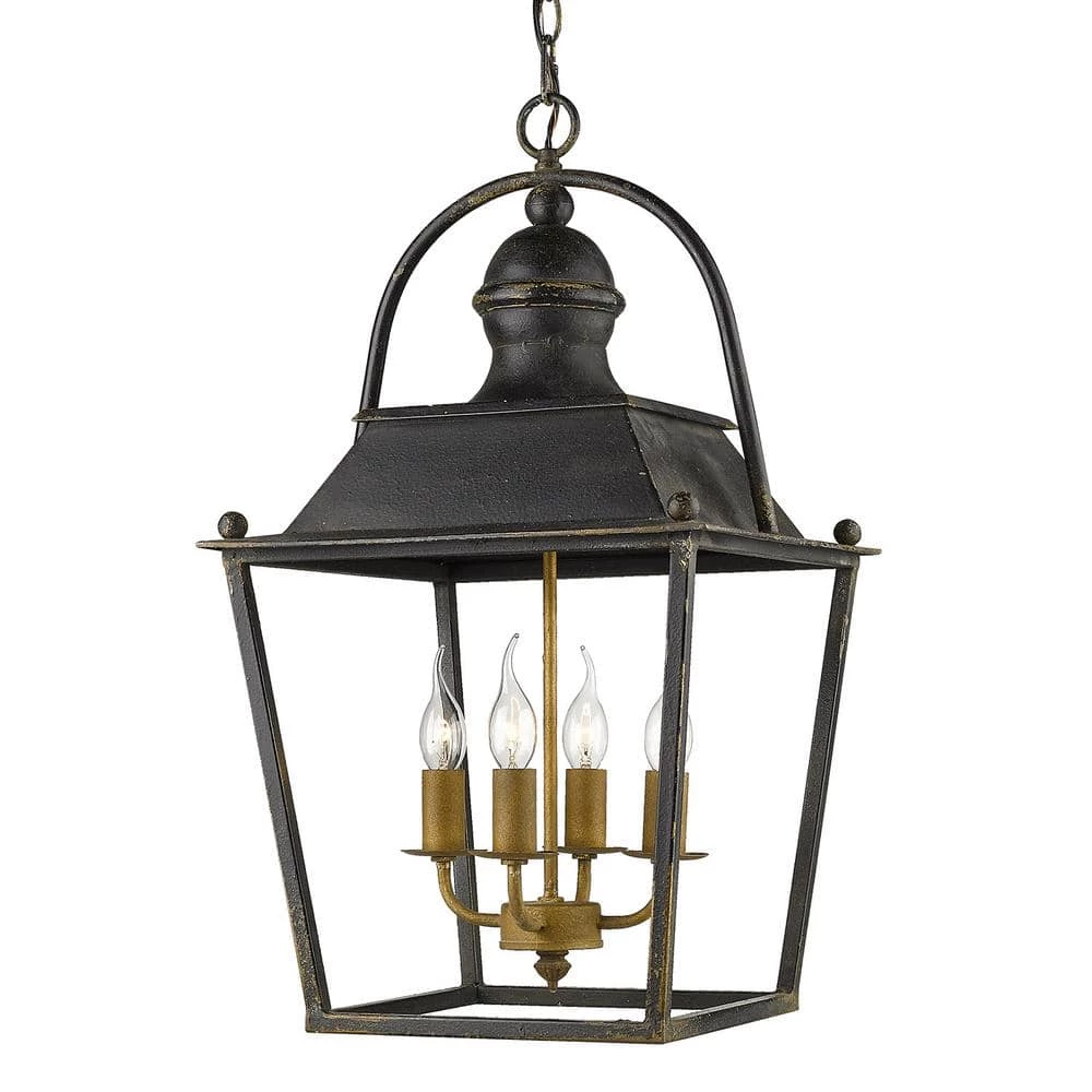 Christoff 4-Light Antique Black Iron Candle-Style Pendant by Golden Lighting 3 Christoff 4-Light Antique Black Iron Candle-Style Pendant by Golden Lighting