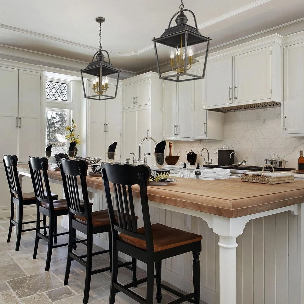 Christoff 4-Light Antique Black Iron Candle-Style Pendant by Golden Lighting 4 Christoff 4-Light Antique Black Iron Candle-Style Pendant by Golden Lighting - Image 2