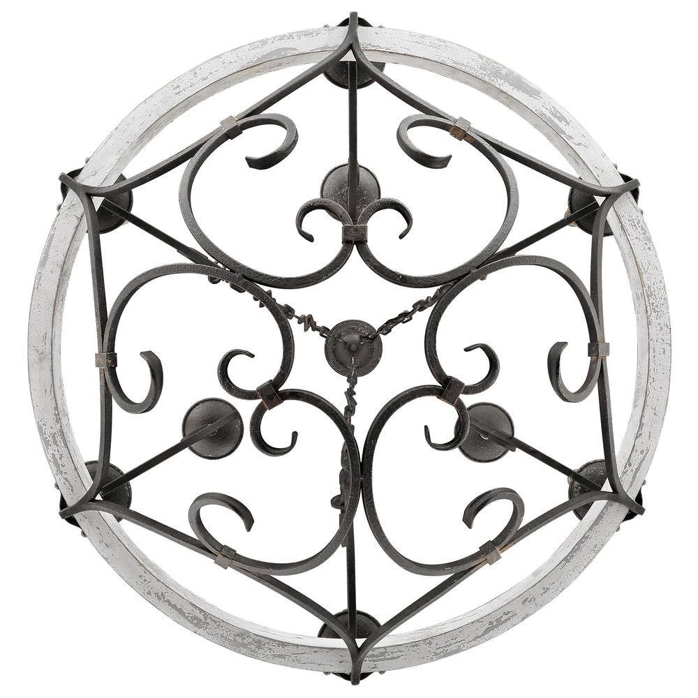 Madera 34.5 in. 9-Light Antique Black Iron Basket Chandelier by Golden Lighting 6 Madera 34.5 in. 9-Light Antique Black Iron Basket Chandelier by Golden Lighting - Image 4