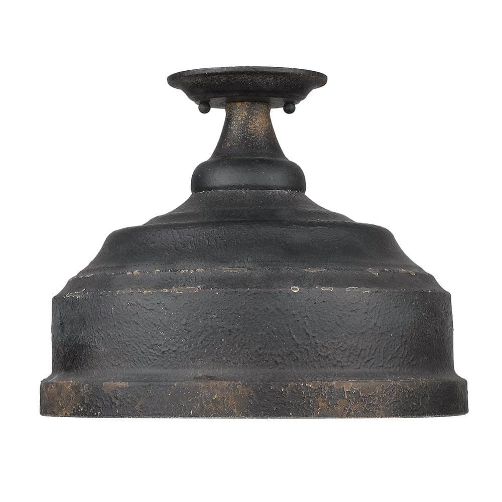 Keating 13.75 in. 3-Lights Antique Black Iron Semi-Flush Mount by Golden Lighting 4 Keating 13.75 in. 3-Lights Antique Black Iron Semi-Flush Mount by Golden Lighting - Image 2