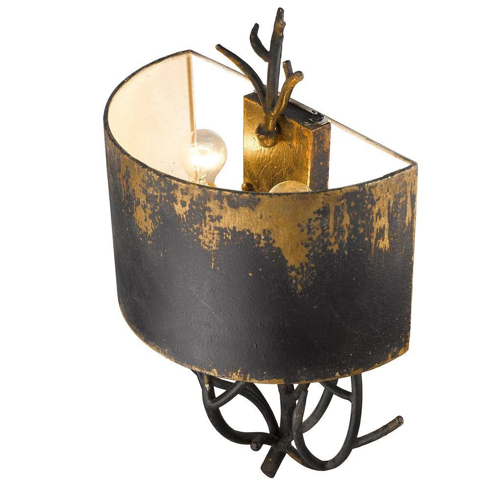 Esmay 4.88 in. Antique Black Iron Sconce with Antique Black Iron Shade by Golden Lighting 5 Esmay 4.88 in. Antique Black Iron Sconce with Antique Black Iron Shade by Golden Lighting - Image 4