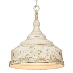 Keating 3-Light Antique Ivory Pendant by Golden Lighting