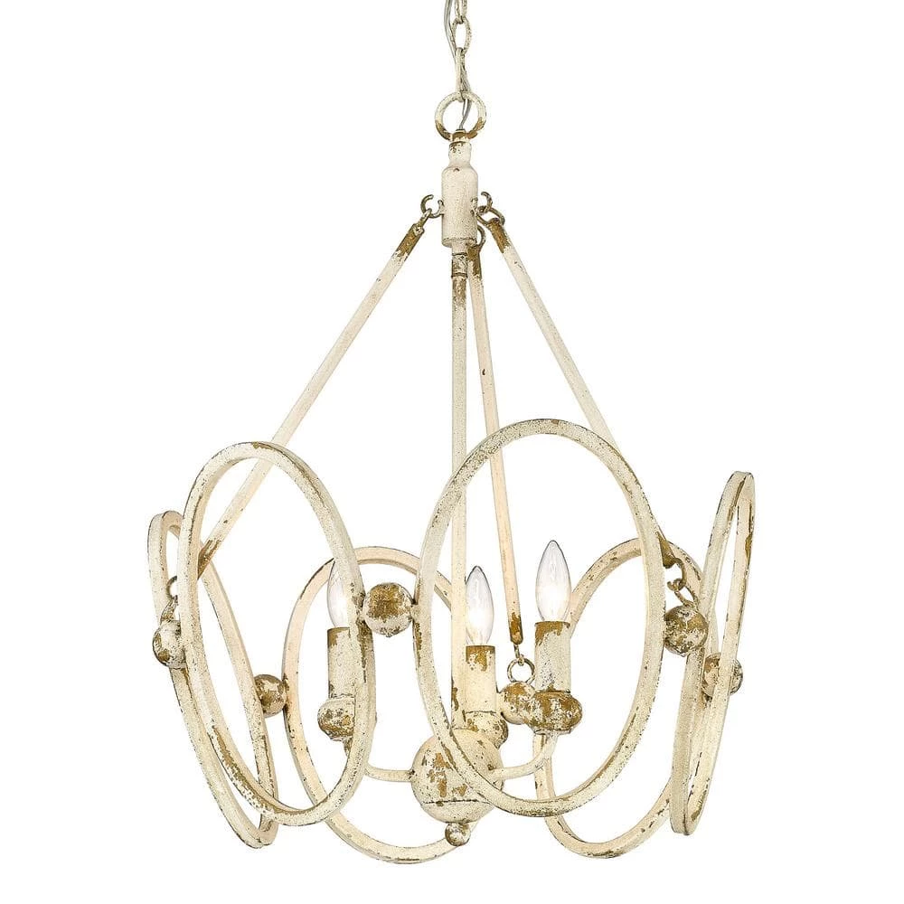 Sabrina 3-Light Antique Ivory Pendant by Golden Lighting 3 Sabrina 3-Light Antique Ivory Pendant by Golden Lighting