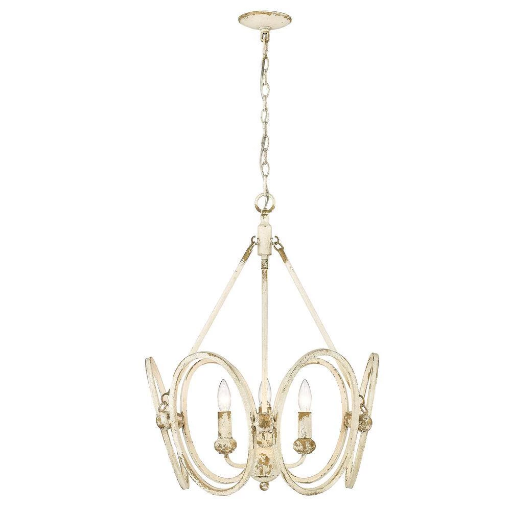 Sabrina 3-Light Antique Ivory Pendant by Golden Lighting 5 Sabrina 3-Light Antique Ivory Pendant by Golden Lighting - Image 3