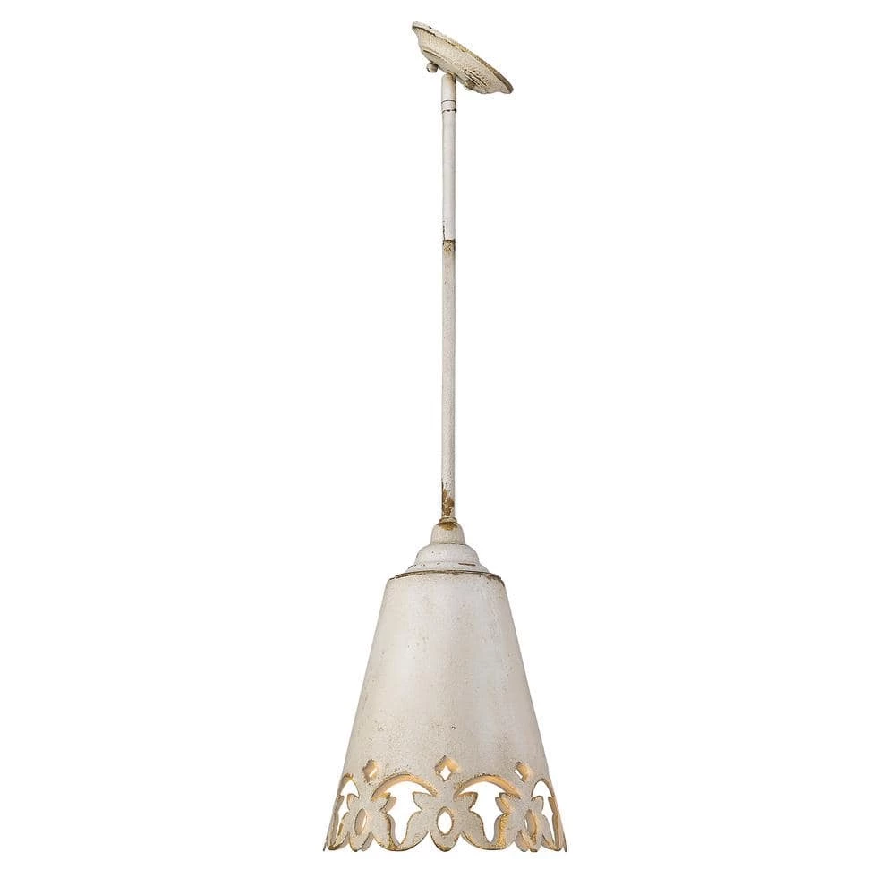 Eloise 1-Light Antique Ivory Pendant with Antique Ivory Shade by Golden Lighting 5 Eloise 1-Light Antique Ivory Pendant with Antique Ivory Shade by Golden Lighting - Image 3