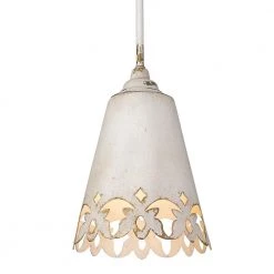 Eloise 1-Light Antique Ivory Pendant with Antique Ivory Shade by Golden Lighting