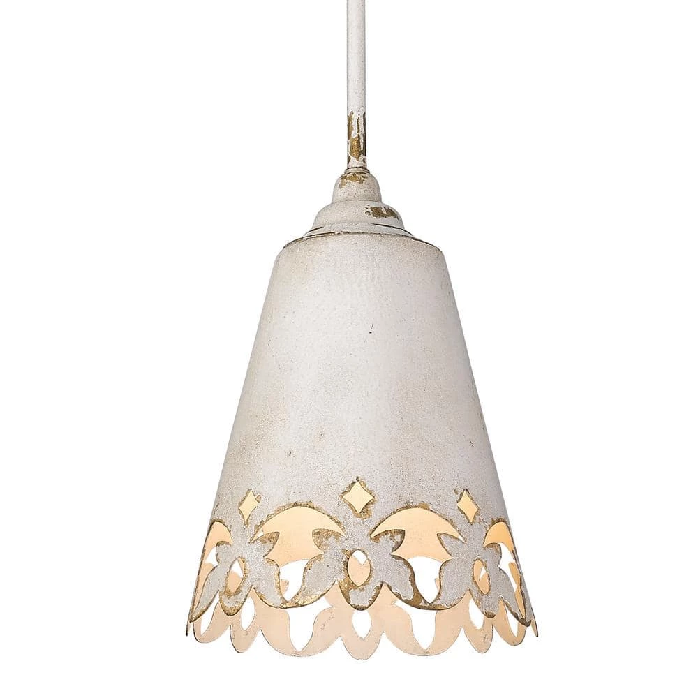 Eloise 1-Light Antique Ivory Pendant with Antique Ivory Shade by Golden Lighting 3 Eloise 1-Light Antique Ivory Pendant with Antique Ivory Shade by Golden Lighting