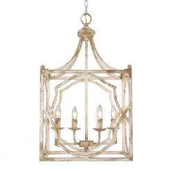 Laurent Collection 4-Light Antique Ivory Pendant by Golden Lighting
