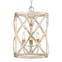 Alcott Collection 3-Light Antique Ivory Pendant by Golden Lighting