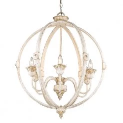 Jules Collection 6-Light Antique Ivory Chandelier by Golden Lighting -Golden Lighting Shop antique ivory golden lighting chandeliers 0892 6 ai 4f 1000