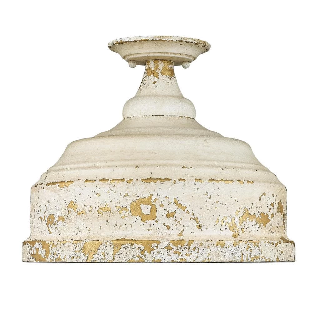 Keating 13.75 in. 3-Light Antique Ivory Semi-Flush Mount by Golden Lighting 4 Keating 13.75 in. 3-Light Antique Ivory Semi-Flush Mount by Golden Lighting - Image 2