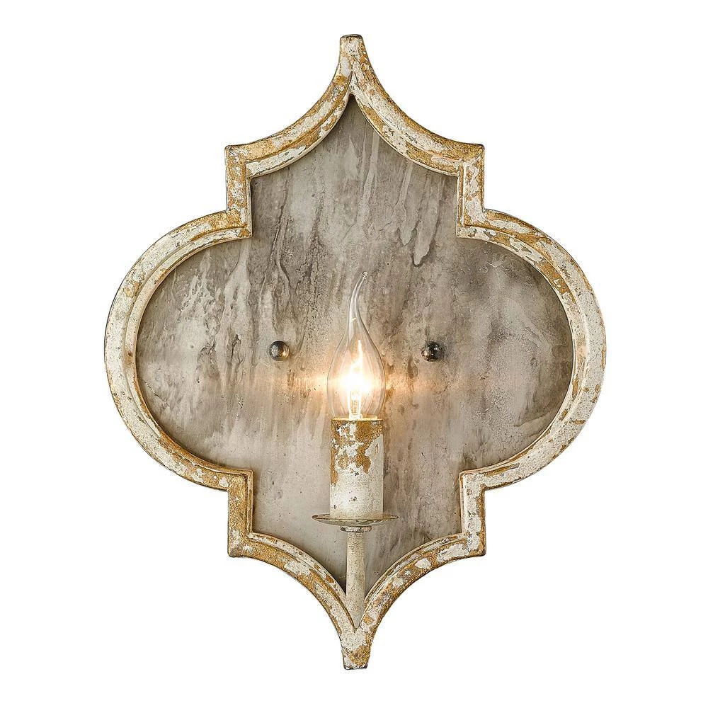 Ravina 5.125 in. 1-Light Antique Ivory Sconce by Golden Lighting 4 Ravina 5.125 in. 1-Light Antique Ivory Sconce by Golden Lighting - Image 2