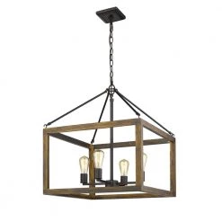Sutton 4-Light Pendant in Black with Wood Cage by Golden Lighting 8 Sutton 4-Light Pendant in Black with Wood Cage by Golden Lighting -Golden Lighting Shop black golden lighting chandeliers 0270 4 blk 4f 1000