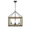 Sutton 4-Light Pendant in Black with Wood Cage by Golden Lighting