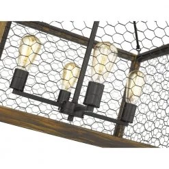 Sutton 4-Light Pendant in Black with Wood Cage and Black Chicken Wire Panels by Golden Lighting -Golden Lighting Shop black golden lighting chandeliers 0270 4 blk blk 1f 1000