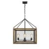Sutton 4-Light Pendant in Black with Wood Cage and Black Chicken Wire Panels by Golden Lighting