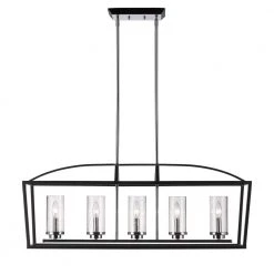 Mercer 5-Light Black Pendant by Golden Lighting