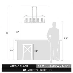 Mercer 5-Light Black Pendant by Golden Lighting -Golden Lighting Shop black golden lighting chandeliers 4309 lp blk sd fa 1000