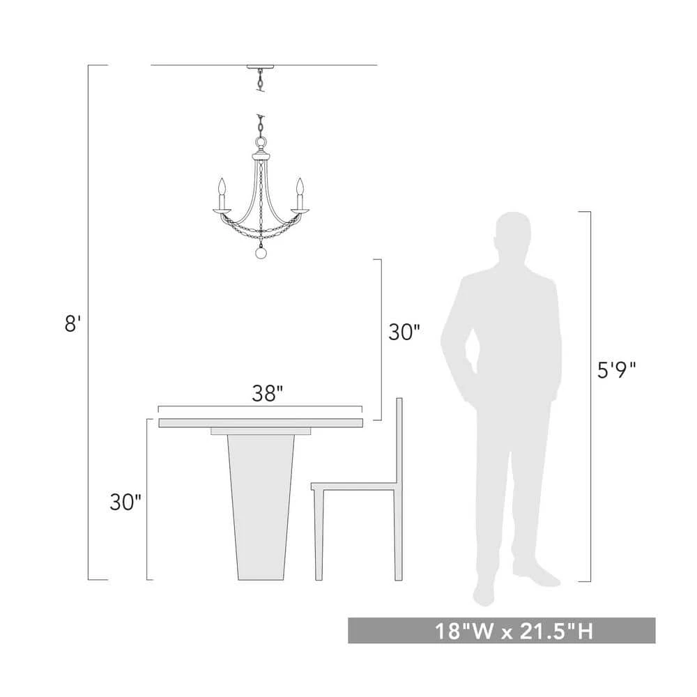 Mirabella 3-Light Mini Chandelier in Black by Golden Lighting 6 Mirabella 3-Light Mini Chandelier in Black by Golden Lighting - Image 4