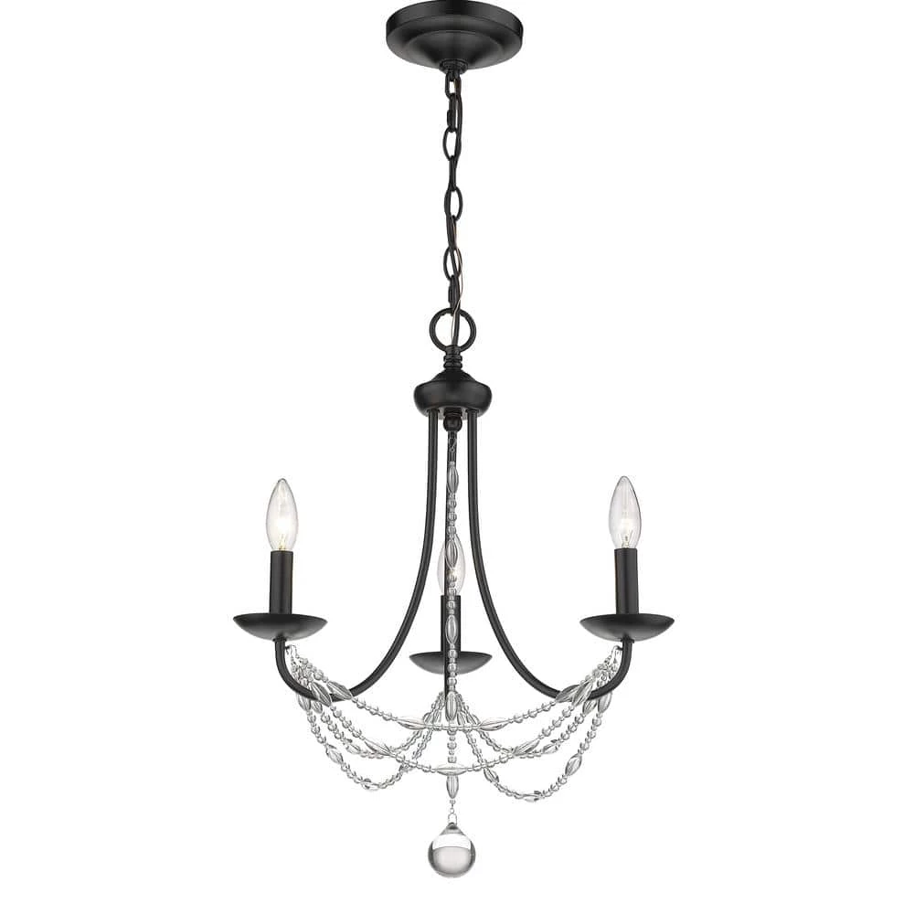 Mirabella 3-Light Mini Chandelier in Black by Golden Lighting 3 Mirabella 3-Light Mini Chandelier in Black by Golden Lighting