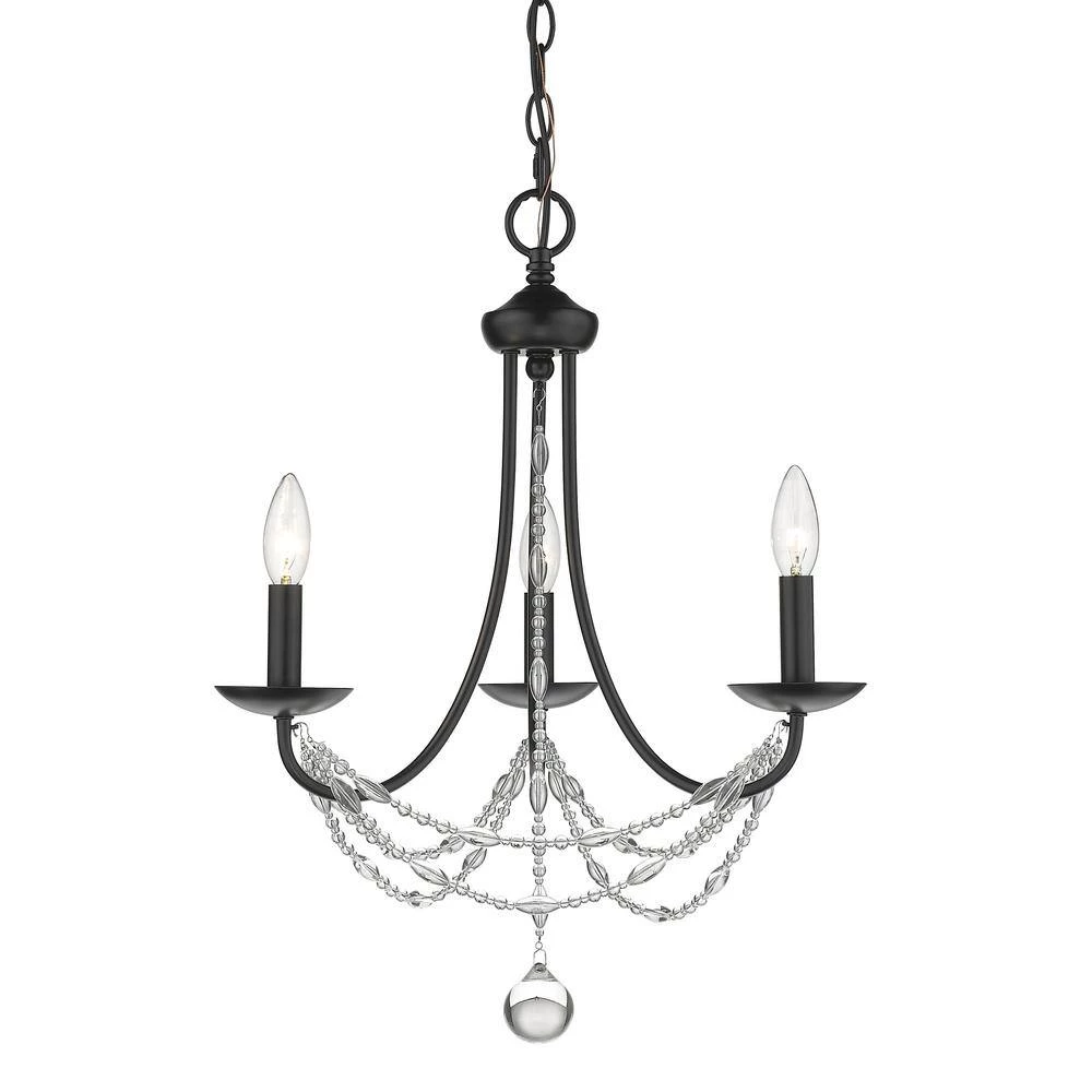 Mirabella 3-Light Mini Chandelier in Black by Golden Lighting 4 Mirabella 3-Light Mini Chandelier in Black by Golden Lighting - Image 2