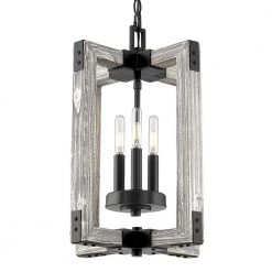 Lowell 3-Light Black Pendant by Golden Lighting