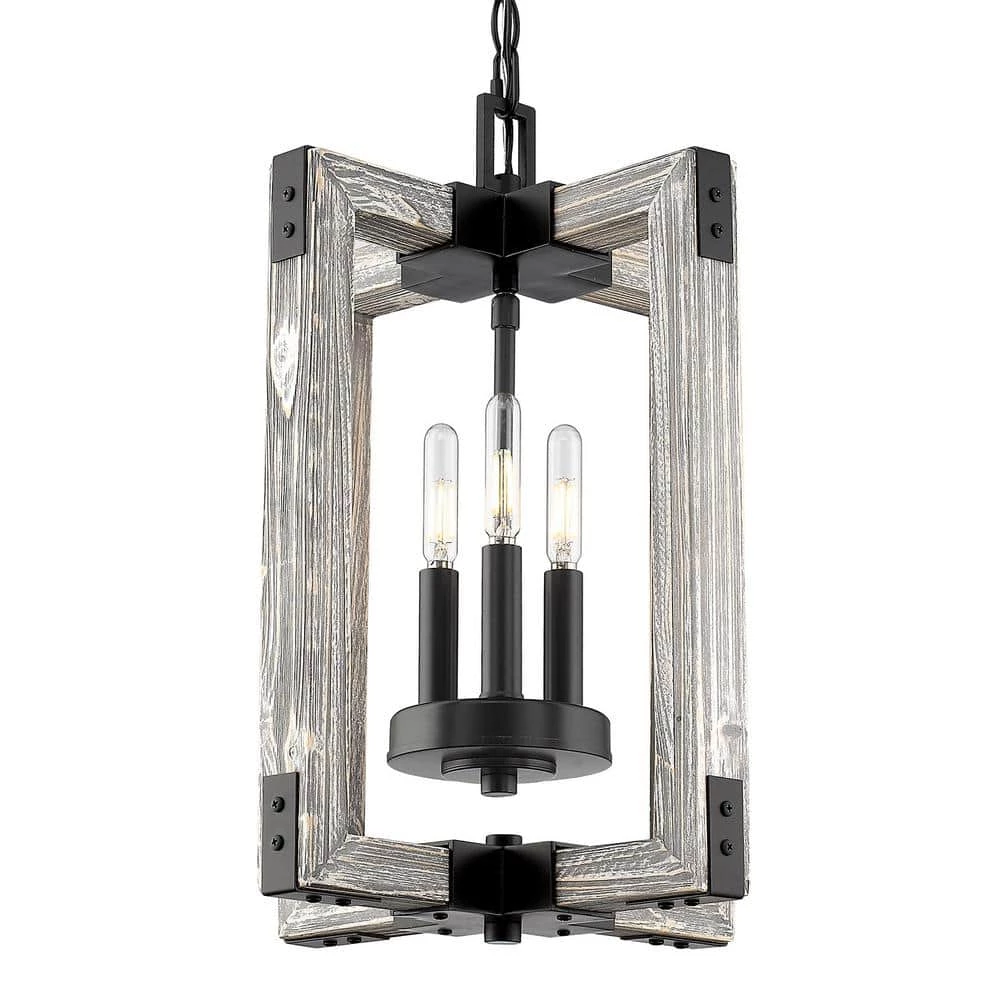 Lowell 3-Light Black Pendant by Golden Lighting 3 Lowell 3-Light Black Pendant by Golden Lighting