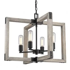 Lowell 4-Light Black Chandelier by Golden Lighting