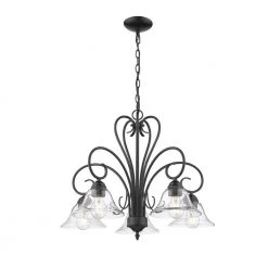 Homestead 5-Light Black Nook Chandelier with Clear Glass by Golden Lighting
