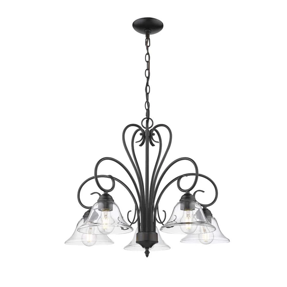 Homestead 5-Light Black Nook Chandelier with Clear Glass by Golden Lighting 3 Homestead 5-Light Black Nook Chandelier with Clear Glass by Golden Lighting