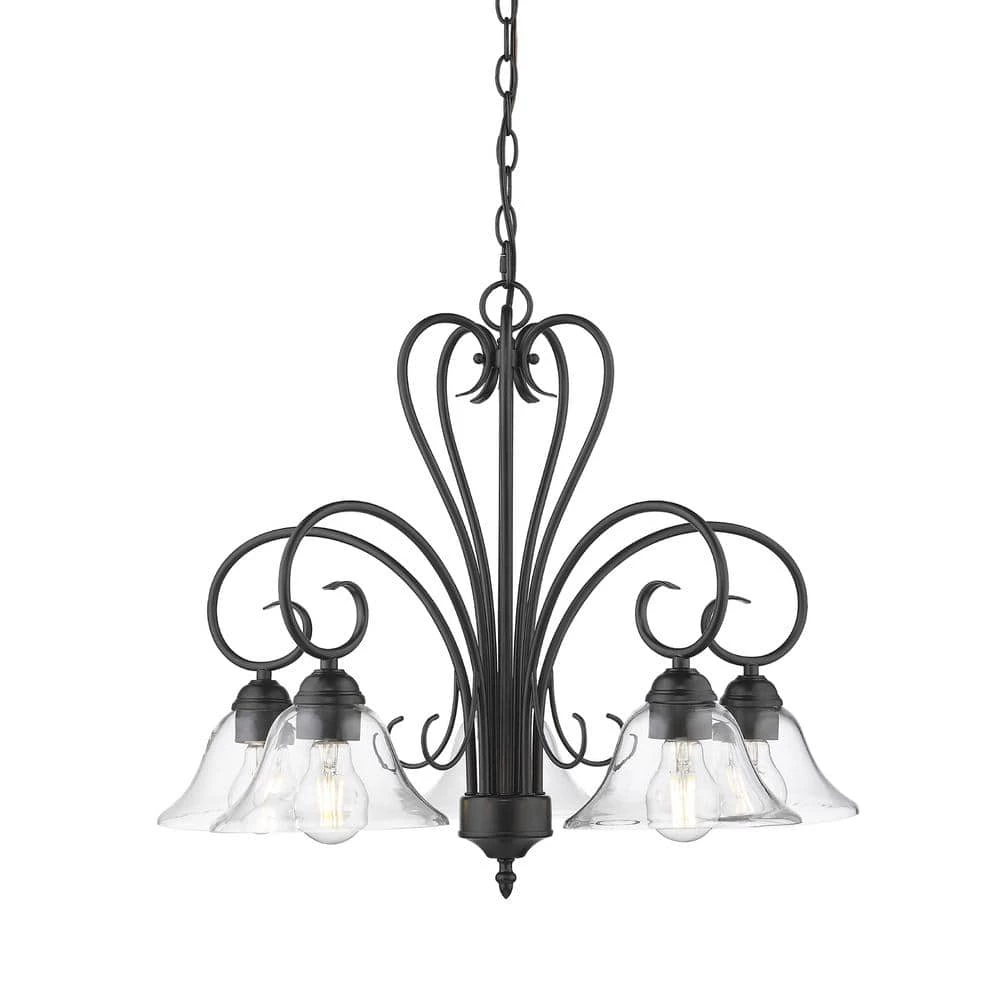 Homestead 5-Light Black Nook Chandelier with Clear Glass by Golden Lighting 4 Homestead 5-Light Black Nook Chandelier with Clear Glass by Golden Lighting - Image 2