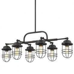 Seaport 6-Light Black Linear Pendant by Golden Lighting
