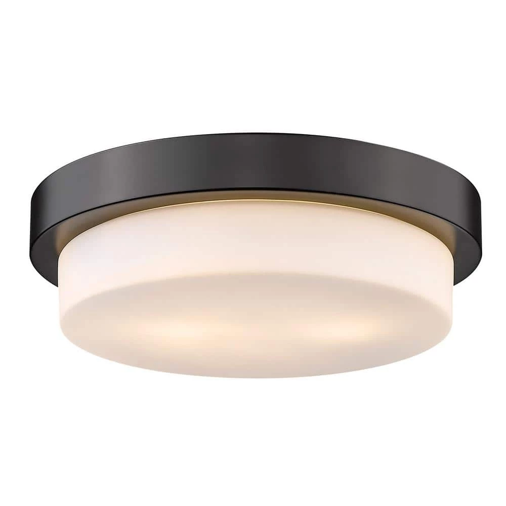 13 in. 2-Light Black Flush Mount by Golden Lighting 3 13 in. 2-Light Black Flush Mount by Golden Lighting