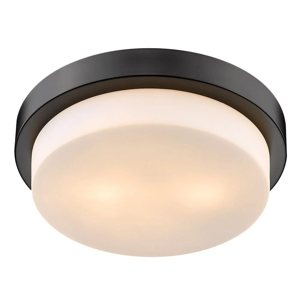 13 in. 2-Light Black Flush Mount by Golden Lighting 4 13 in. 2-Light Black Flush Mount by Golden Lighting - Image 2