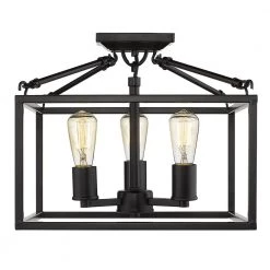Wesson 14 in. 3-Light Black Semi-Flush Mount by Golden Lighting 8 Wesson 14 in. 3-Light Black Semi-Flush Mount by Golden Lighting -Golden Lighting Shop black golden lighting flush mount lights 2072 sf blk 4f 1000