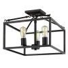 Wesson 14 in. 3-Light Black Semi-Flush Mount by Golden Lighting