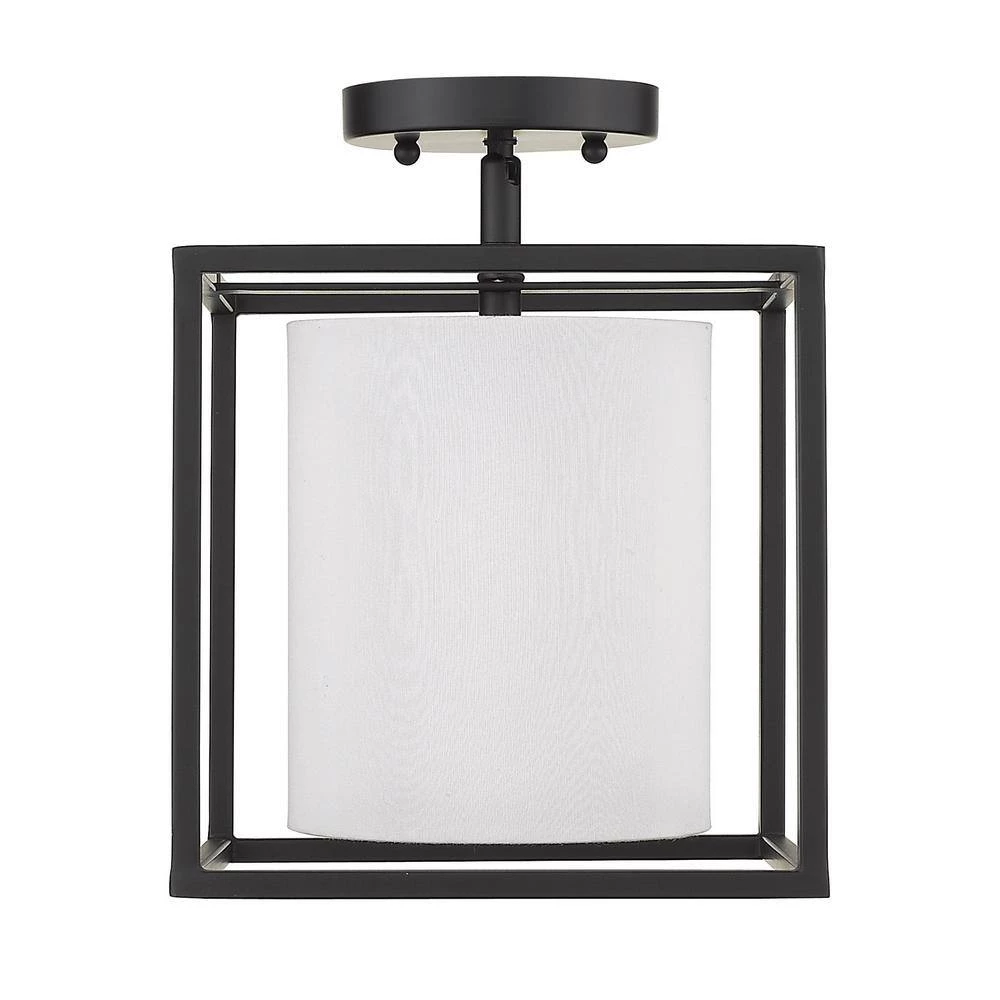 Manhattan 22.5 in. 1-Light Black Semi-Flush Mount by Golden Lighting 5 Manhattan 22.5 in. 1-Light Black Semi-Flush Mount by Golden Lighting - Image 3