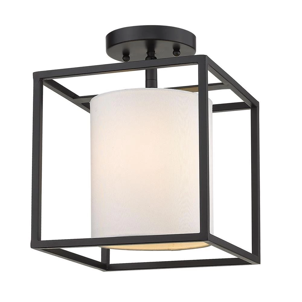 Manhattan 22.5 in. 1-Light Black Semi-Flush Mount by Golden Lighting 3 Manhattan 22.5 in. 1-Light Black Semi-Flush Mount by Golden Lighting