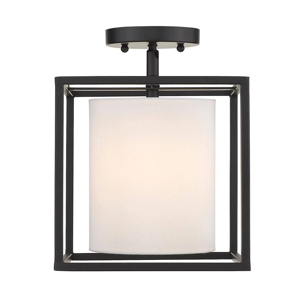 Manhattan 22.5 in. 1-Light Black Semi-Flush Mount by Golden Lighting 4 Manhattan 22.5 in. 1-Light Black Semi-Flush Mount by Golden Lighting - Image 2
