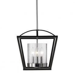 Mercer 3-Light Black Semi-Flush Mount Light by Golden Lighting