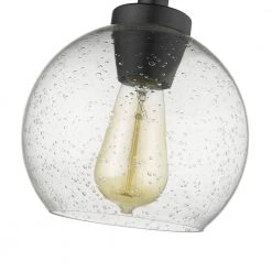 Galveston 7.25 in. Black with Seeded Glass Flush Mount by Golden Lighting -Golden Lighting Shop black golden lighting flush mount lights 4855 fm blk sd 4f 1000